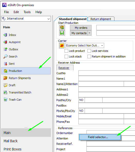 field selector