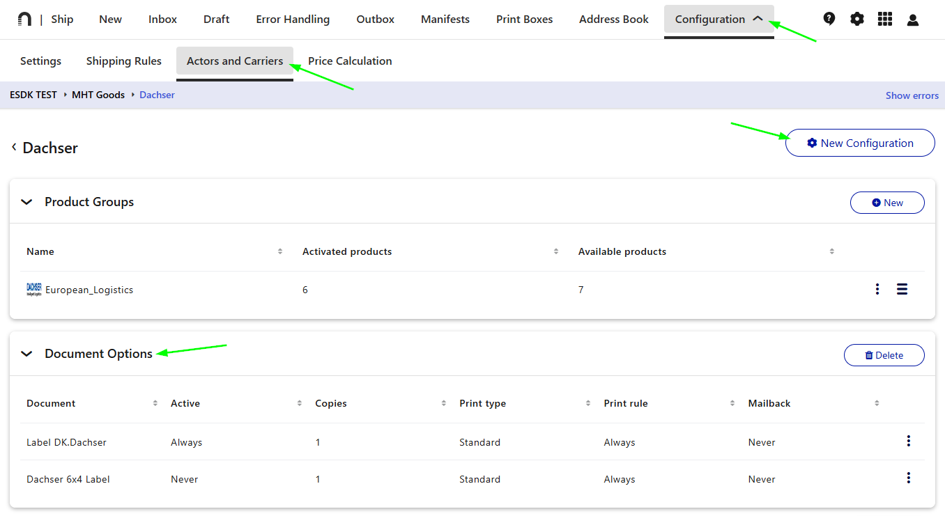 activate document options